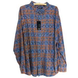 Solaris Outdoors Shirt Big & Tall 3XB Blue Plaid Long Sleeve Button Down NWT